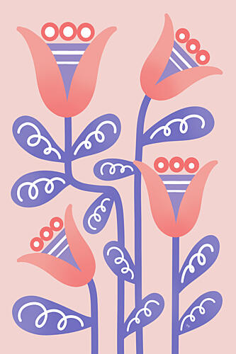 Stylized Spring Blooms Art Print by Martina