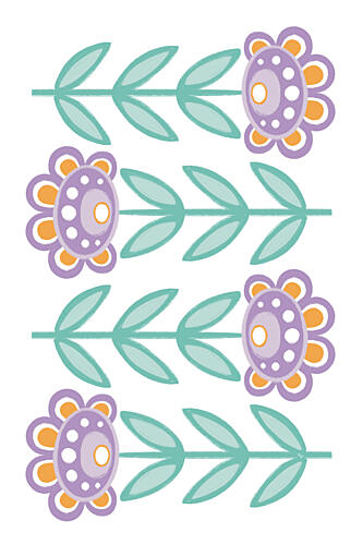 Purple Folk Flowers Art Print by Martina
