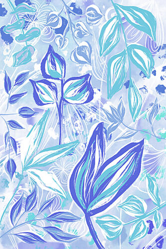 Serene Blue Botanicals Art Print by Martina