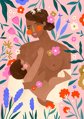 Tender Mother Baby Love Art Print by Bea Muller