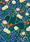 Line Lady With Florals Art Print