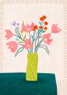Colorful Blossoms in Stripes Art Print