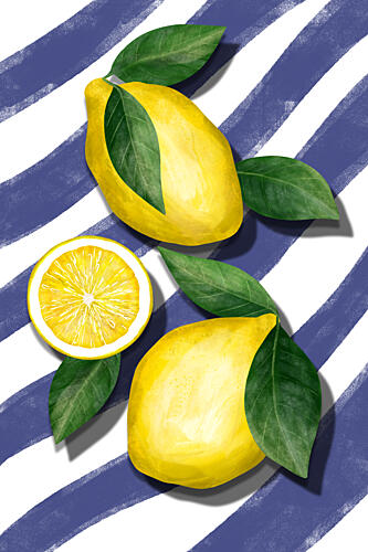 Zesty Lemon Stripes Art Print by EMELIEmaria