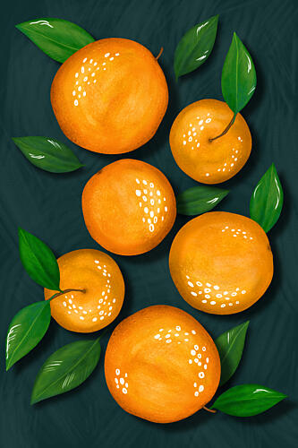 Bright Oranges and Leaves Art Print by EMELIEmaria