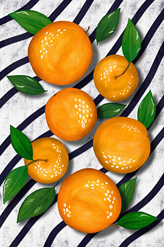 Fresh Striped Oranges Art Print by EMELIEmaria