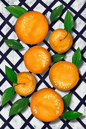 Fresh Oranges Checkered Art Print by EMELIEmaria