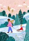 Snowy Sledge Walk Art Print