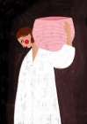 The Woman with the Pink Basket Minimalist Print