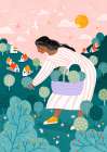 A Woman Tree Picking Art Print