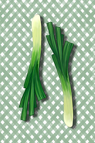 Green Onions Gingham Art Print by EMELIEmaria