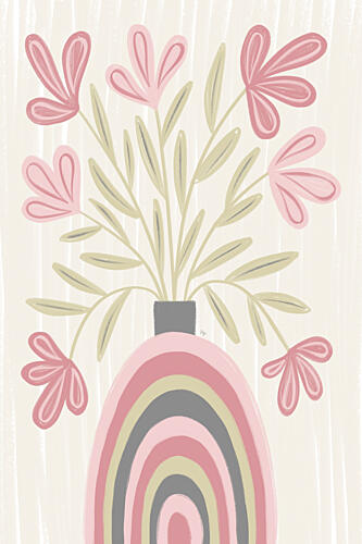 Soft Floral Rainbow Vase Art Print by Martina