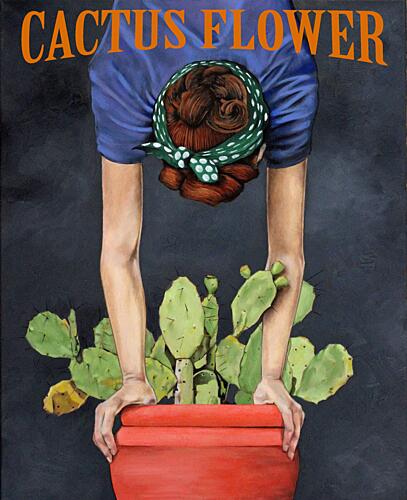Woman Tending Cactus Flower Art Print
