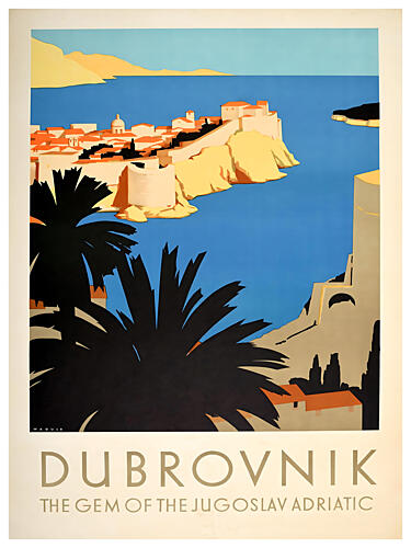 Art Deco Dubrovnik Coast Art Print by Chad Hyde