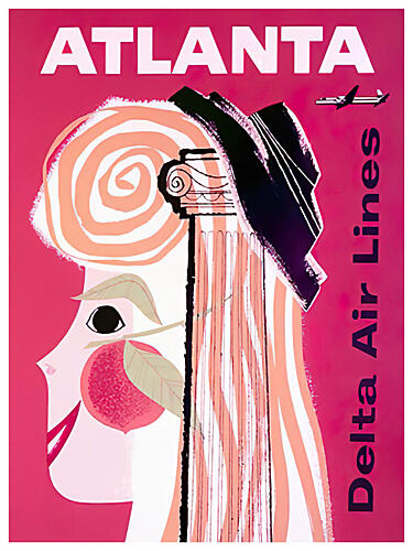 Atlanta Peach Travel Art Print by Chad Hyde