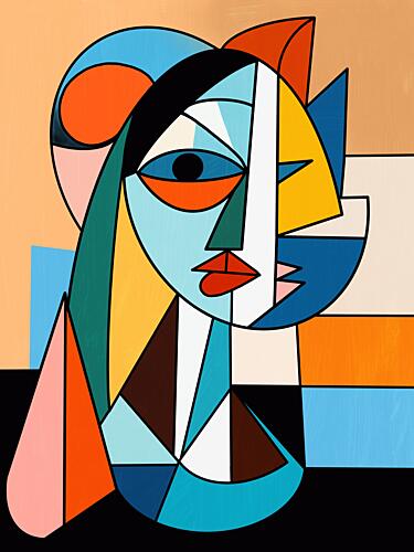 Colorful Cubist Woman Cubist Print