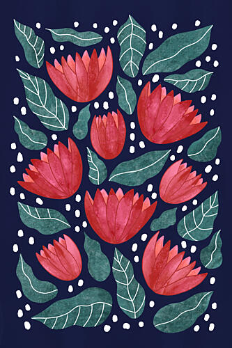 Vibrant Red Blossoms Art Print by EMELIEmaria