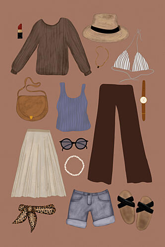 Chic Vacation Wardrobe Art Print by EMELIEmaria