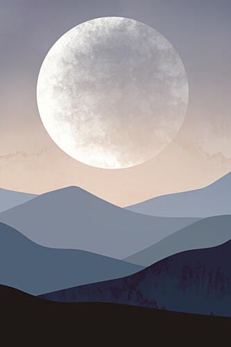 Twilight Mountain Moon Art Print by EMELIEmaria