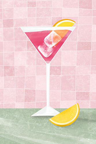 Pink Summer Cocktail Art Print by EMELIEmaria