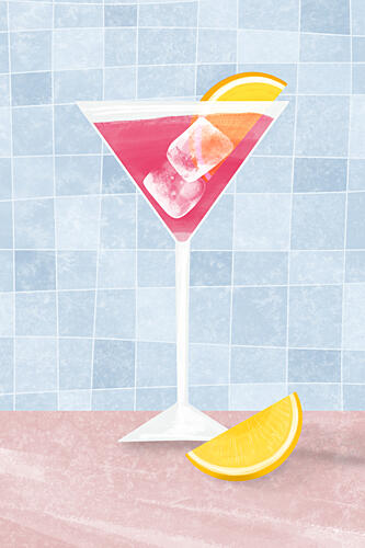 Pink Summer Martini Art Print by EMELIEmaria