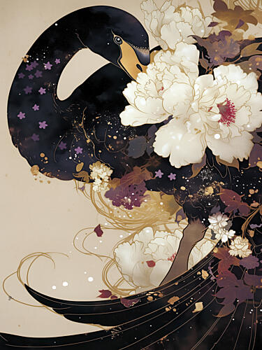 Swan Blossom Dream Art Print