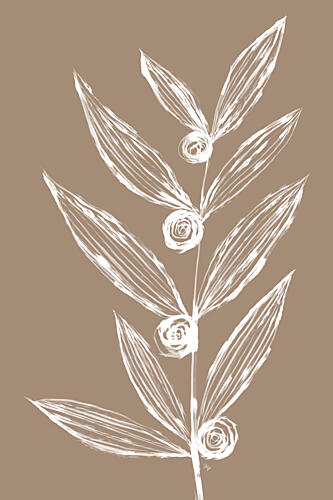 White Botanical Branch Art Print by Martina
