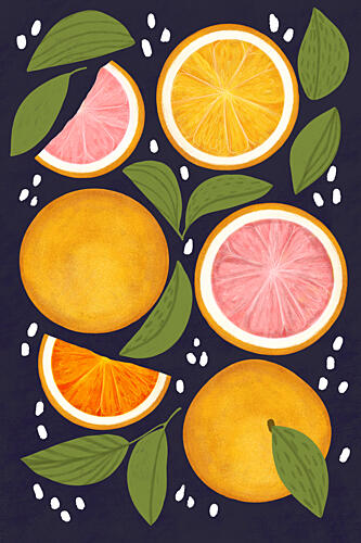 Vibrant Citrus Fruits Art Print by EMELIEmaria