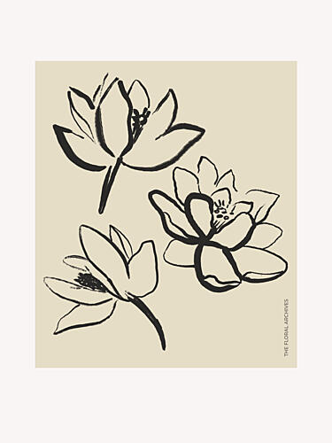 Black Ink Blossoms Art Print
