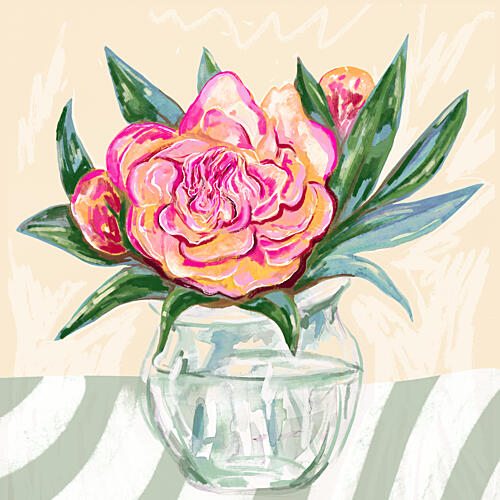Vibrant Peonies Bouquet Art Print by EMELIEmaria