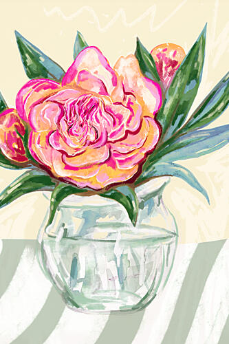 Bright Pink Peonies Art Print by EMELIEmaria