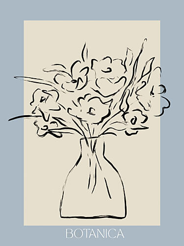 Floral Sketch Vase Art Print