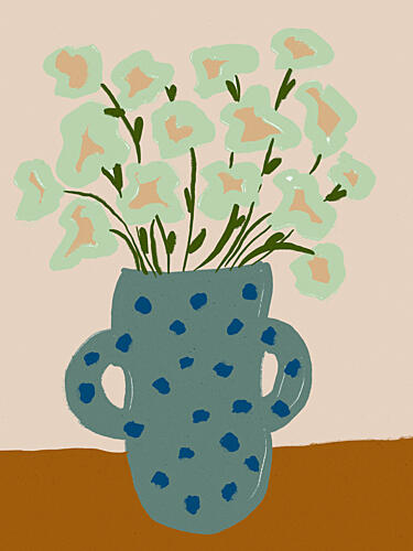 Spotted Vase Blooms Art Print