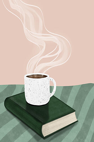 Cozy Coffee Reading Art Print by EMELIEmaria