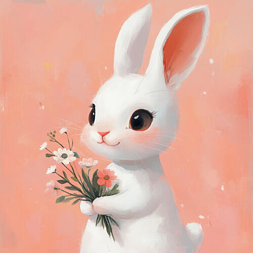 Bunny Bouquet Bliss Art Print