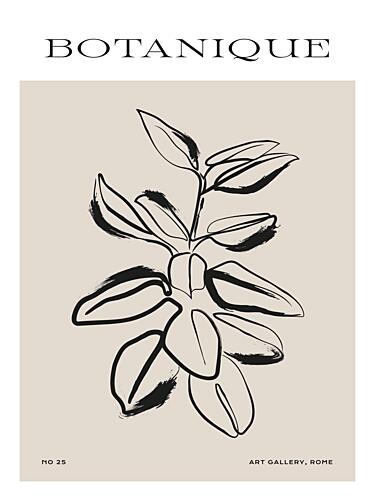Minimal Leaf Lines Art Print