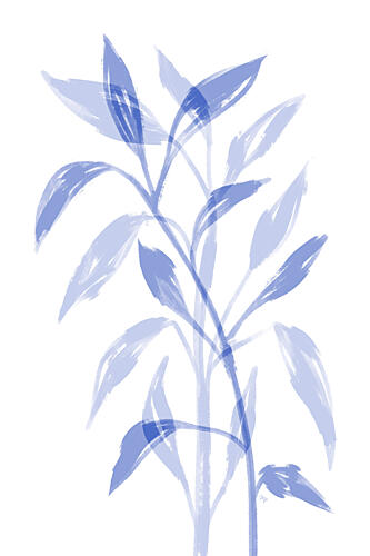 Serene Blue Leaves Art Print by Martina