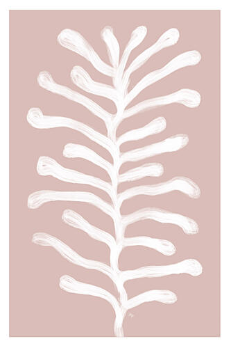 White Abstract Plant Art Print by Martina