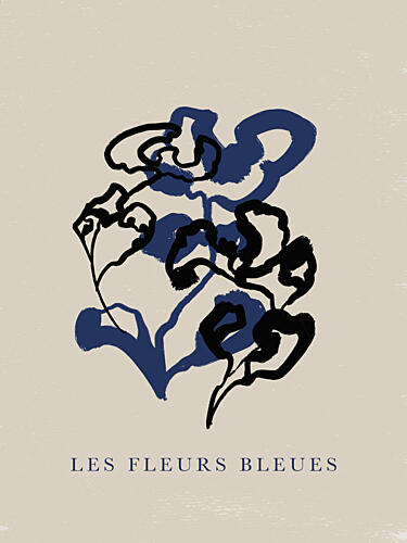 Blue Floral Echoes Art Print