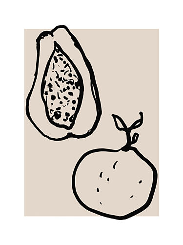 Monochrome Fruits Art Print