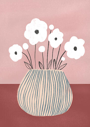 Blush Floral Vase Art Print by Bainai