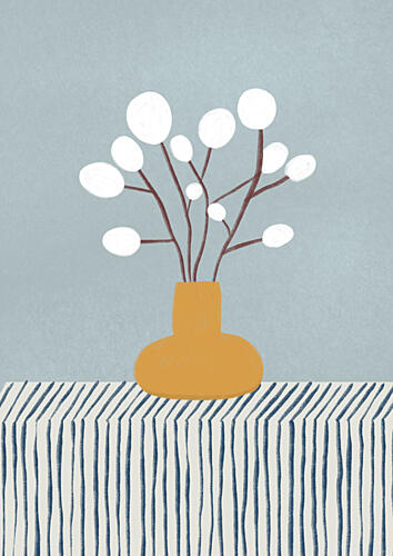 Minimalist Flower Still Life Art Print by Bainai