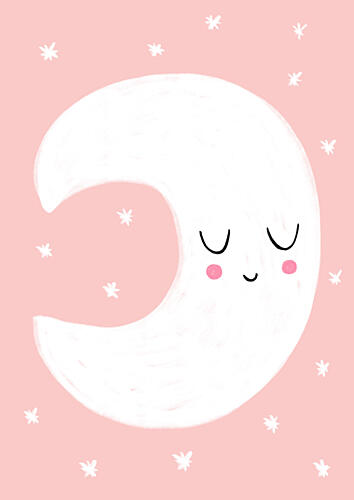 Sweet Pink Moon Art Print by Bainai