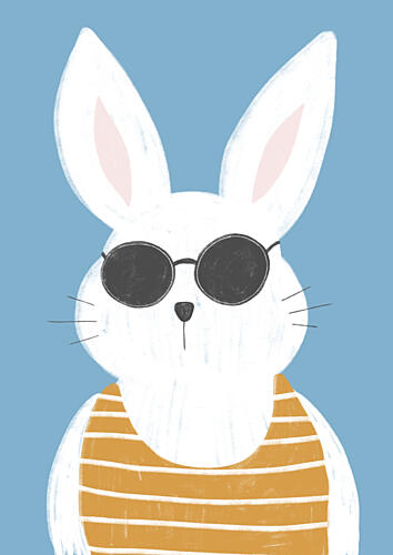 Cool Bunny with Shades Art Print by Bainai