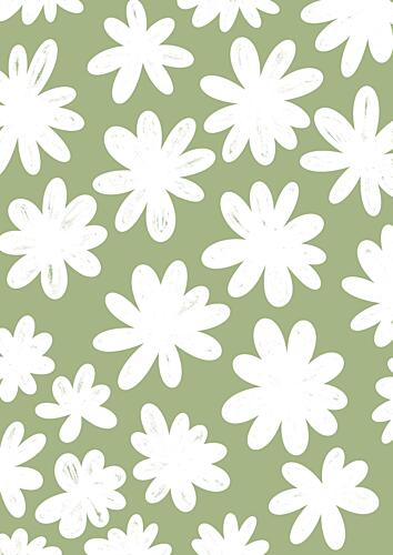 Sage Green Blooms Art Print by Bainai