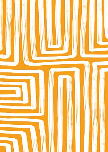 Abstract Orange Pattern Art Print by Bainai