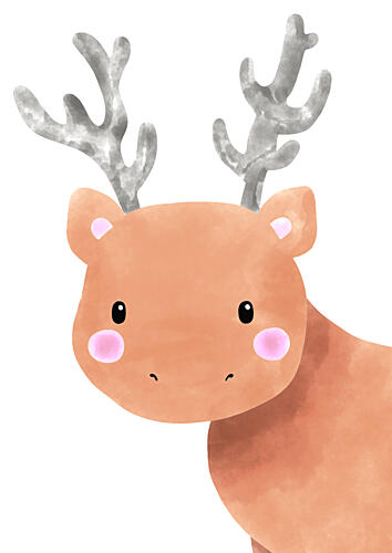 Sweet Watercolor Deer Art Print by Bainai