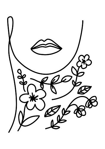 Organic Floral Woman Art Print by Bainai