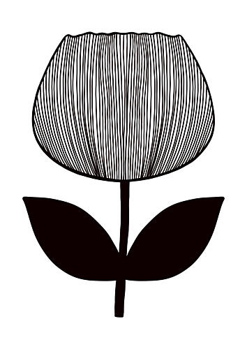 Minimalist Black Flower Art Print by Bainai