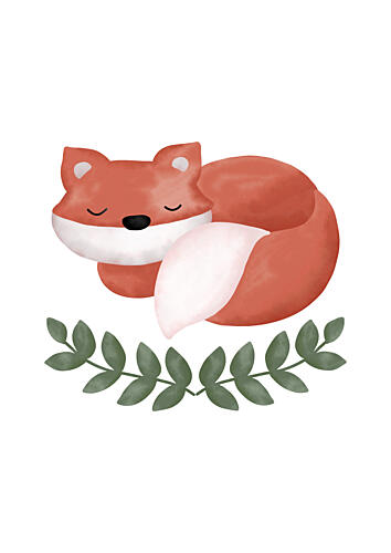 Cute Sleeping Fox Art Print by Bainai