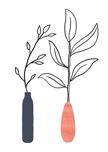 Minimalist Botanical Vases Art Print by Bainai